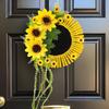 Sunflower Wreath Hang Ornament Art Pendant Decorative Wooden Sign Front Door Decoration for Porch