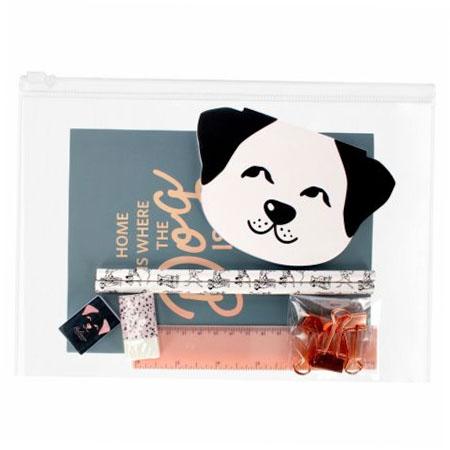 School set: pencil case, A5 notebook, notepad, 2 pencils, eraser, sharpener, 15 cm ruler, 3 clips 502069