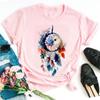 Maycaur Women Summer Short Sleeve Dreamcatcher Feather  3D Print Lady T-shirts Top T Shirt  Tee T-Shirt