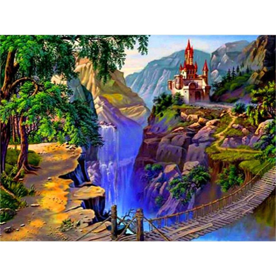 5D DIY Full Round Diamond Painting "landscape" Diamond Embroidery Cross Stitch Kit Rhinestone Picture Decoration Gift