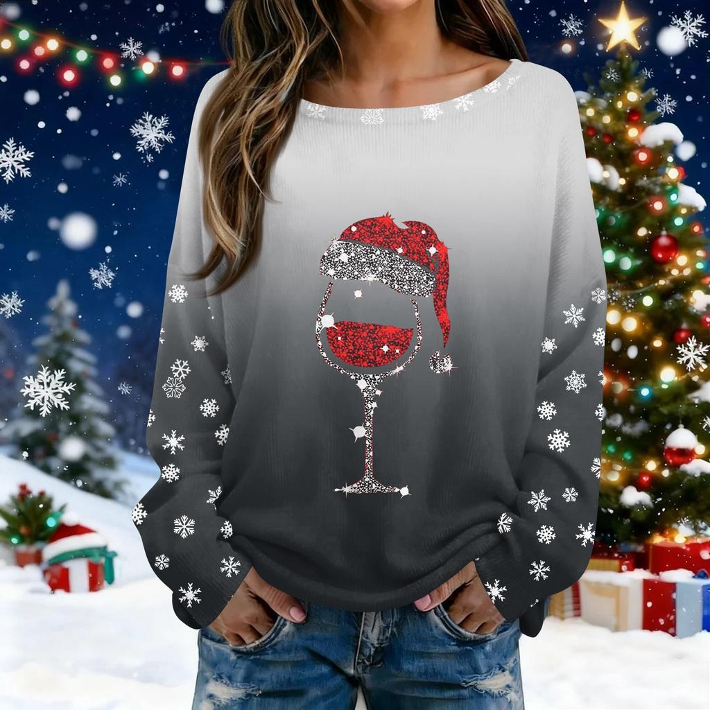 Christmas Sweatshirts For Women Knit Sweater Cute Shirt Fall Crewneck Pullover Tops