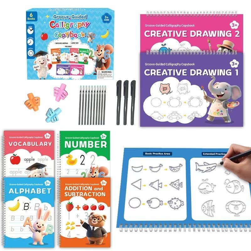Children Groove Calligraphy Drawing Template Kids Enlightenment Pen Control Sketch Book