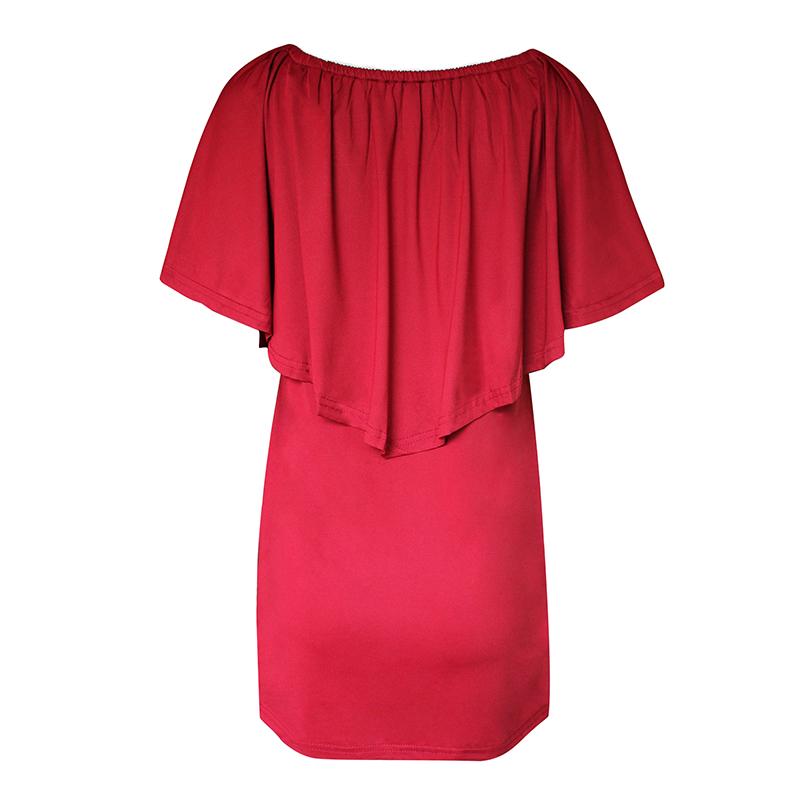 Women Off Shoulder Loose Dress Summer Short Sleeve Tassel Package Hip Short Skirt