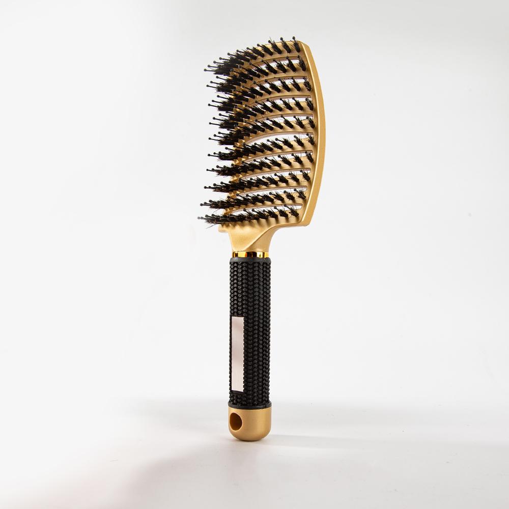 Flexible Anti-Static Hairbrush Scalp Massage Comb Brush Custom LOGO Blow-Drying Hair Styling Curved Detangling Vent Hair Brush