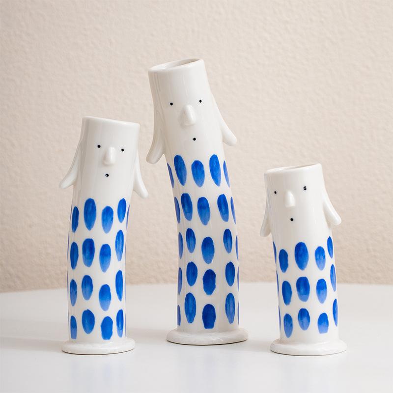 Ceramic Vase Cute Office Home Decor Ornament Flower Arrangement Dry Flower Quirky Shaped Vase