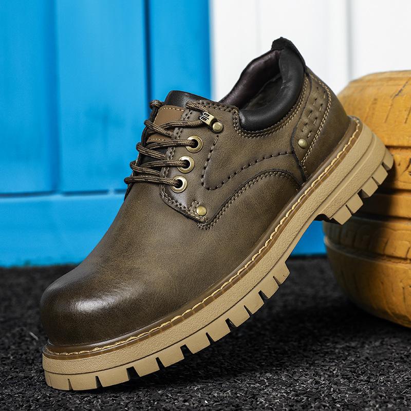 Мужские ботинки мартин низкие рабочие ботинки 2025 новые уличные в ретро стиле повседневные универсальные с большой головой модная обувь