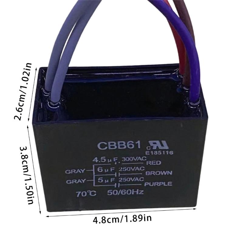2Pieces Electric Fan Motor Capacitor Upgrading Set High Efficiency Starter Component Heat Resistant Safe Operation