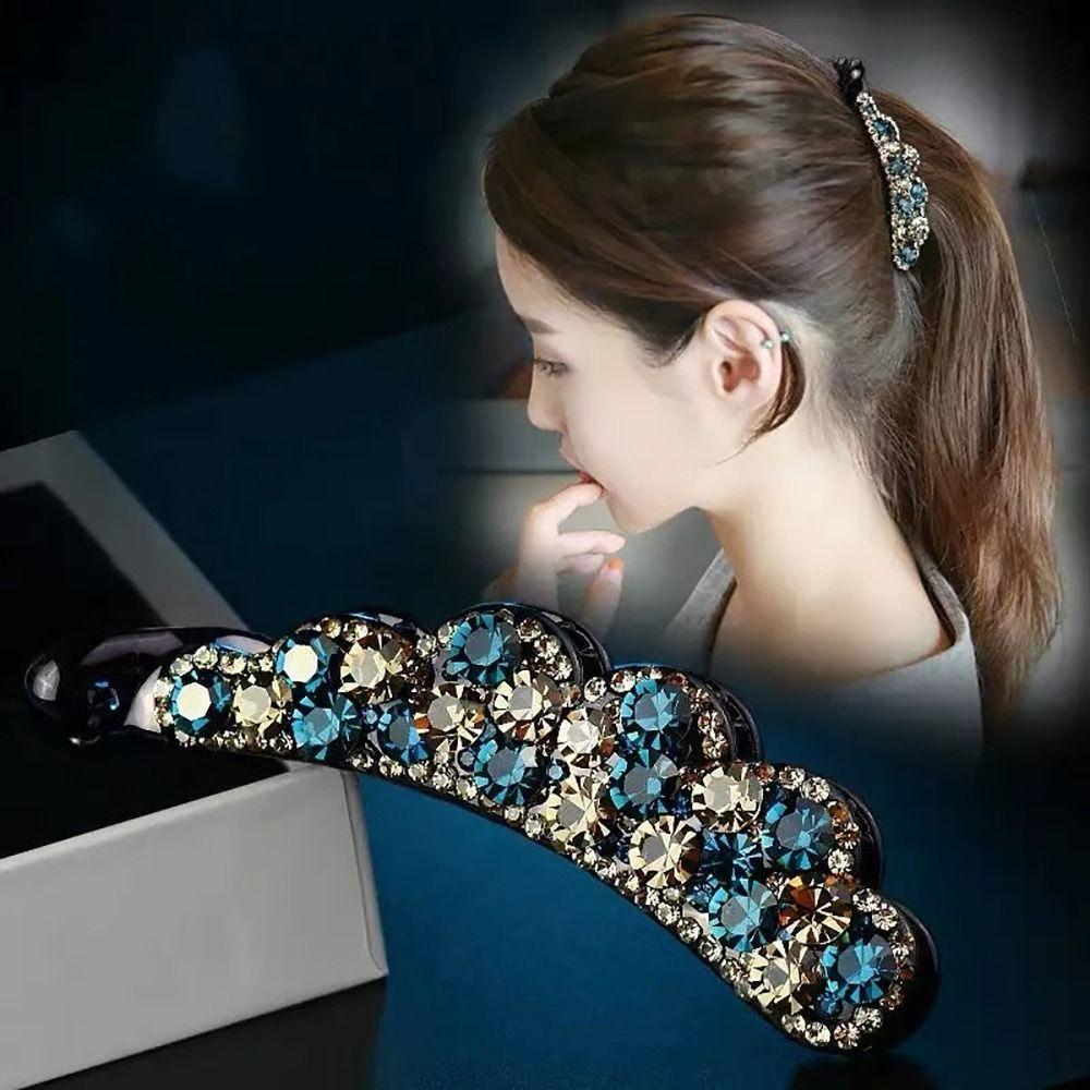 Головной убор для женщин, аксессуары для волос с бриллиантами, заколка для волос в корейском стиле, зажим-банан, держатель для хвоста