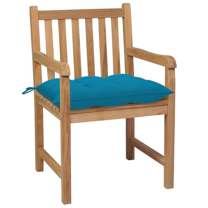 Maison Exclusive - Chaises de jardin lot de 8 avec coussins bleu clair Teck solide
