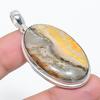Natural Bumblebee Jasper Handmade 925 Sterling Silver Pendant 1.97" h6Q61