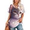 Повседневная универсальная футболка с 3D принтом Four Seasons, повседневная женская футболка, летняя модная свободная женская футболка с короткими рукавами и рисунком кота и животного