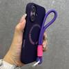 Магнитный чехол для телефона с ремешком на запястье для iPhone 17 15 14 11 12 13 16 Pro Max Air Жидкий силикон для Magsafe Защитная крышка со шнурком