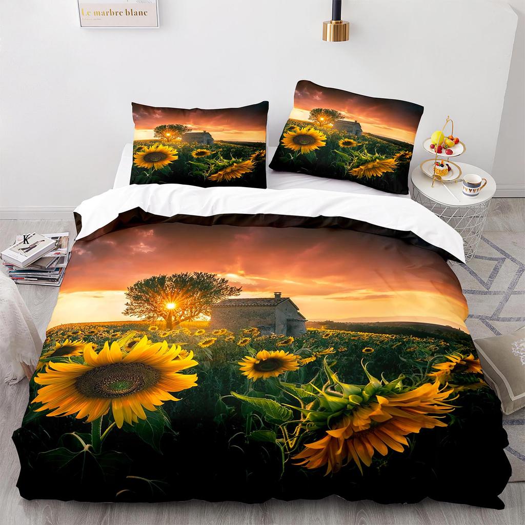 Желтые подсолнухи Пододеяльник размера King Queen Красивый цветочный постельный комплект для детей, девочек, женщин. Девичий, милый, с цветами, мягкий пододеяльник.