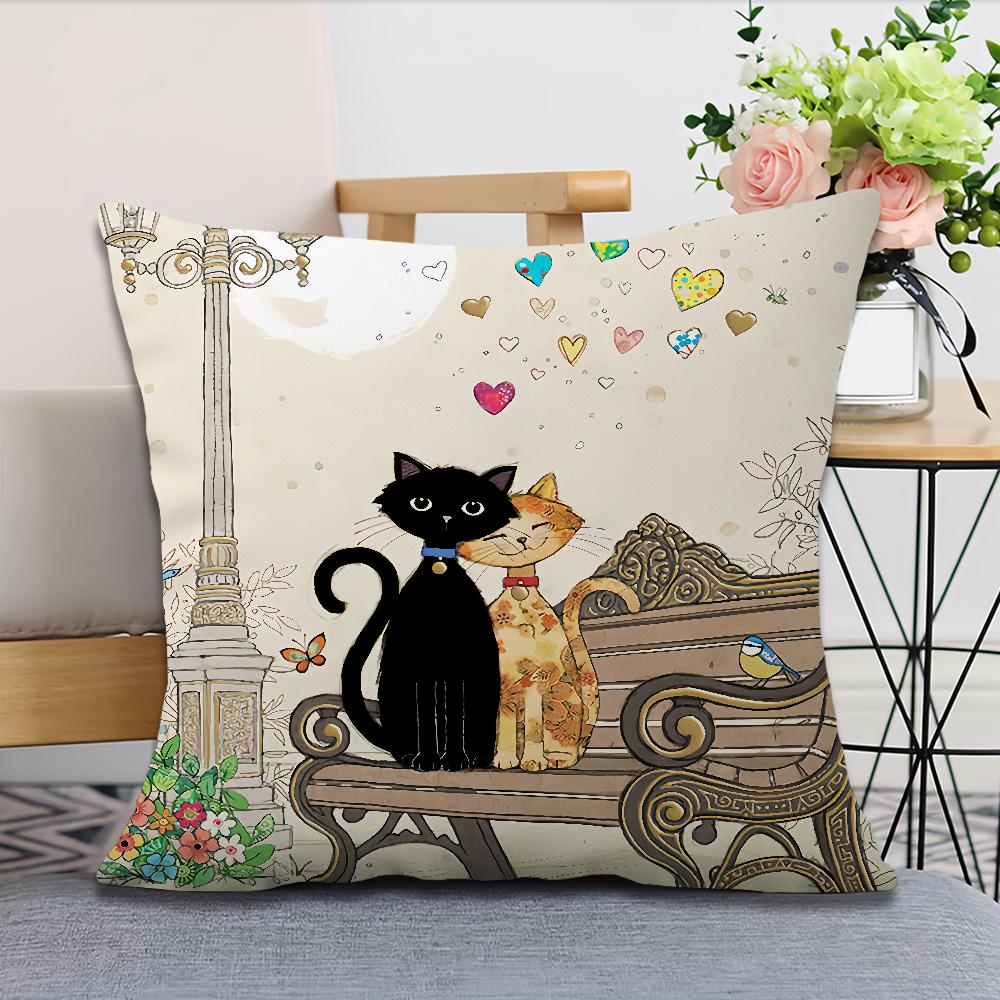 Винтажный французский мягкий удобный наволочка с черным котом мультяшный для дивана гостиной кошачьей комнаты дома офиса ретро декор защитный чехол