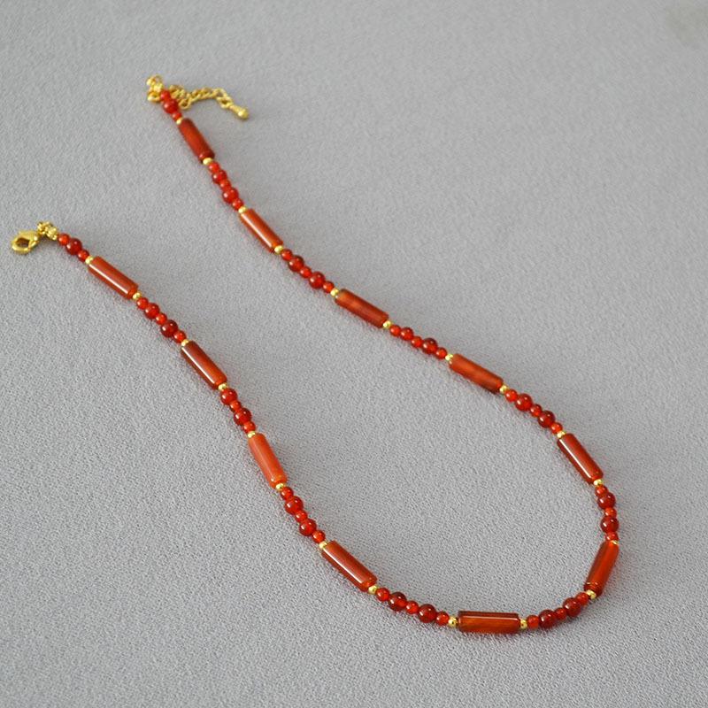 Модный тренд ретро новый китайский агат ожерелье женщины легкий роскошный темперамент высокий смысл ожерелье ключица цепь женщины