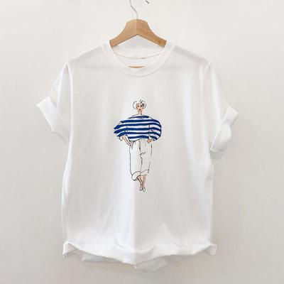 Топы женские хлопковые летние футболки больших размеров с воротником-поло свободные напечатанные повседневные пуловеры футболки топы