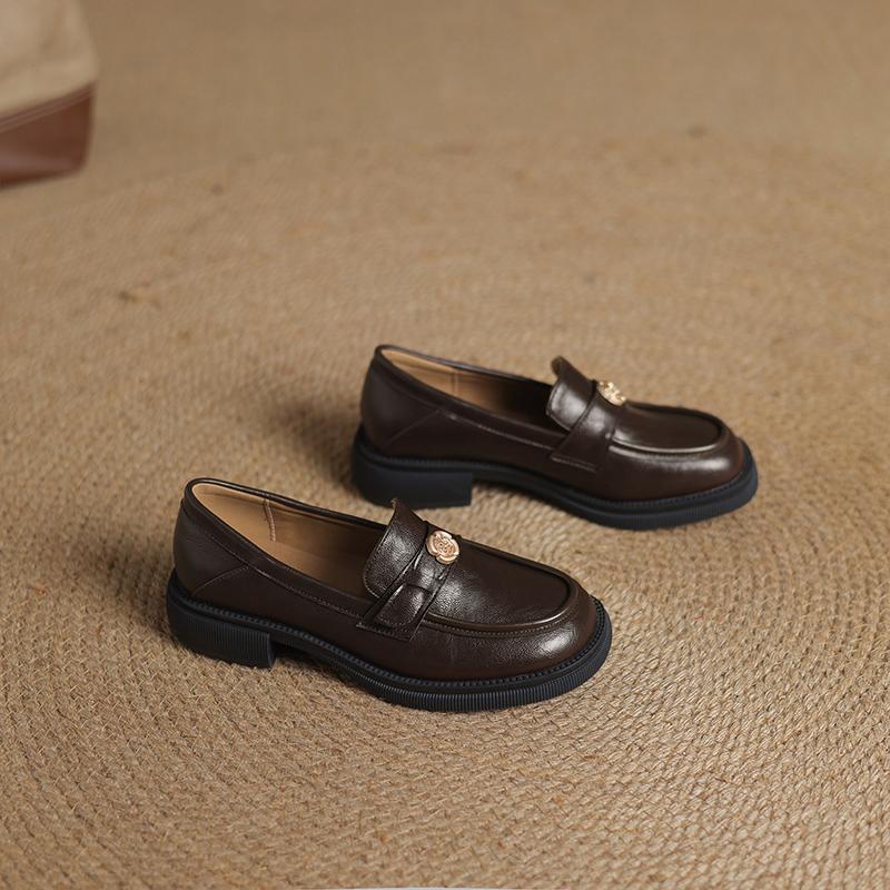 Женские мокасины весна-осень универсальные удобные толстые каблуки низкие повседневные туфли большого размера