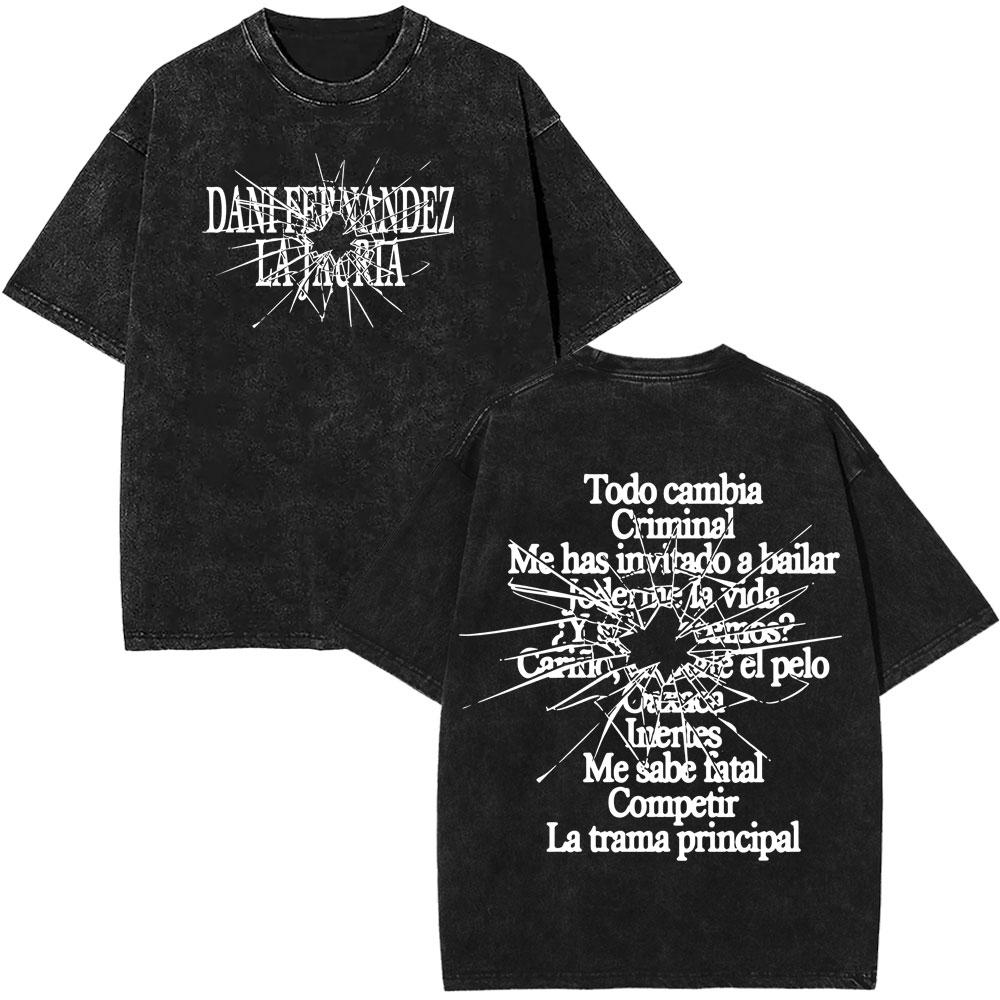 Rapper Dani Fernandez Fashion Graphics Vintage Washed Tshirt Unisex Women Highquality Tshirts Summer Casual Oversized Tshirts