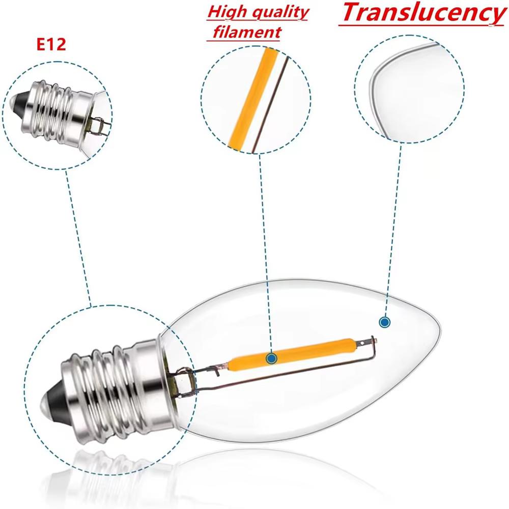10Pcs/Pack E12 E14 Led Filament Lamp AC220V Edison Bulb Lights Retro Lamp 2200K Lighting For Living Room LED Bulbs Warm White
