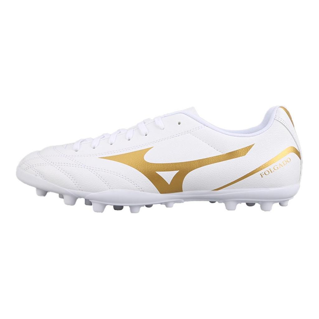 Mizuno Свободные AG Резиновые Короткие Шипы Искусственное Поле Противоскользящие Износостойкие Футбольные Бутсы Унисекс Бело-Золотые Кроссовки P1GA249407