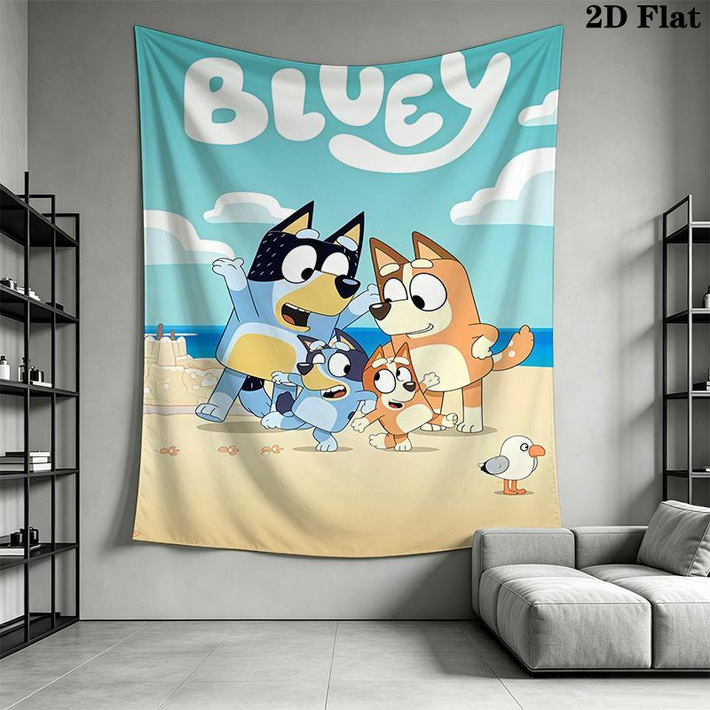 Bluey cartoon Wall Hanging Printed Fabric Blanket Decorative Tapestries for Bedroom Living Room Home Decor