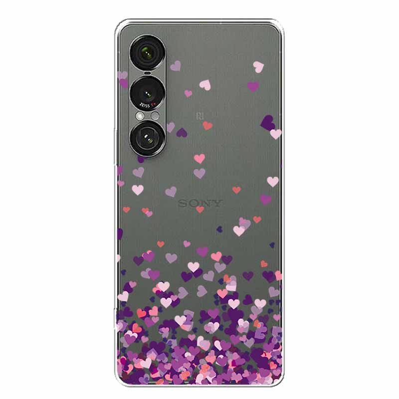 Прозрачный чехол с цветами для Sony Xperia 1 VII 5G, чехол-бампер из мягкого ТПУ-силикона для Sony Xperia1 VII, прозрачный чехол Sony1VII
