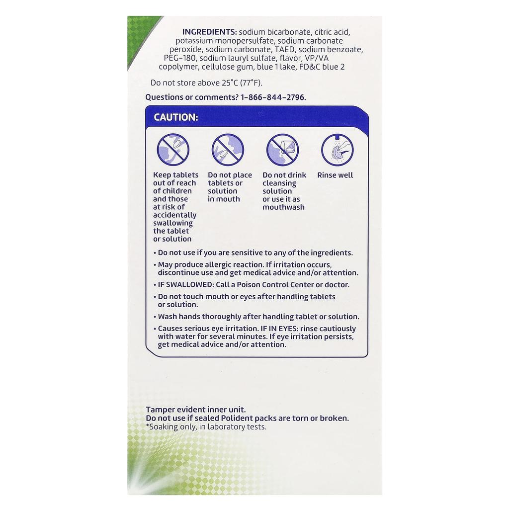 POLIDENT Стерилизующий очиститель для зубных протезов, отбеливающий очиститель для ежедневного использования, 84 таблетки