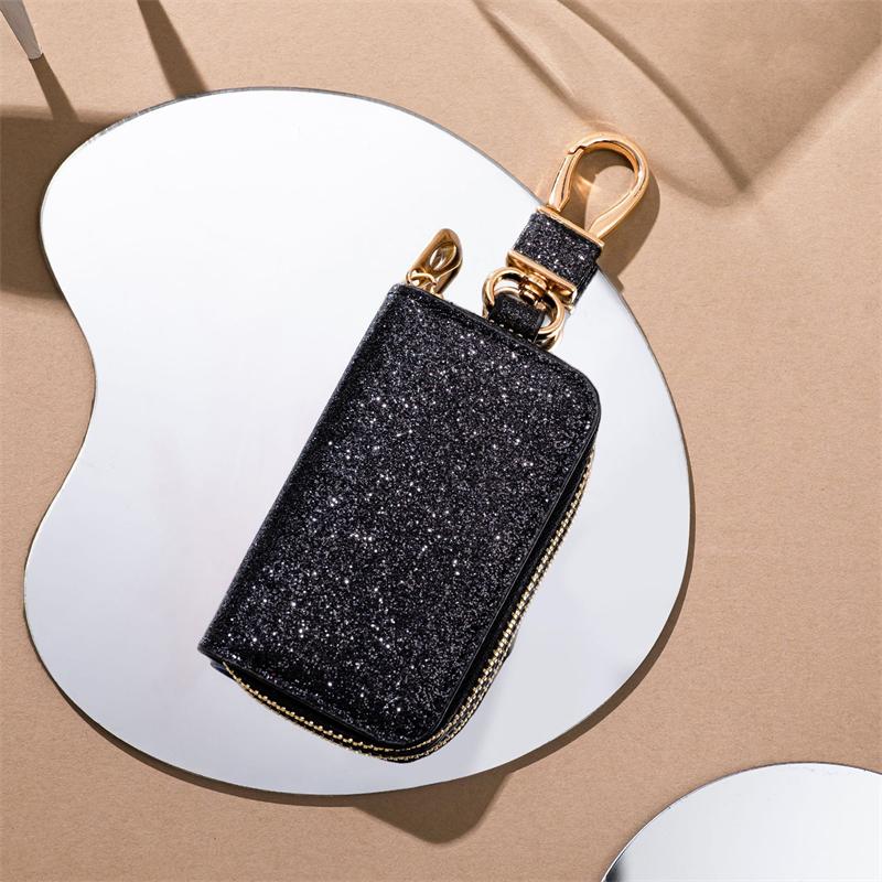 Блестящий PU чехол для ключей на молнии, держатель для ключей, органайзер, сумка для ключей от машины, брелок, кошелек, модный простой чехол для ключей, защитный чехол для автомобильного ключа