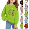 Рождественские пуловеры с круглым вырезом для девочек, детские топы с принтом