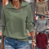 Fashion Loose Sweatshirt Hoodie for Women Autumn Solid Color High Neck Zipper Hooded Top