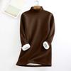 Women's Fashion Solid Color High Neck Casual Cute Fleece Long Sleeve Warm Top