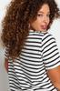 Women's Style Plus Size Black-White Striped Boat Neck Knitted T-shirt
