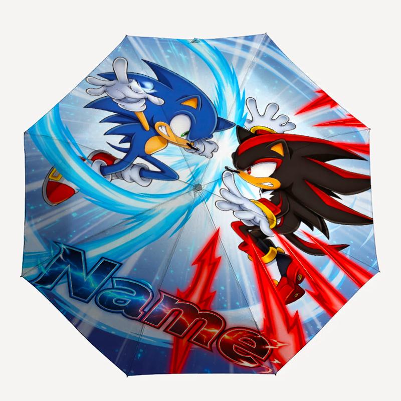 Custom Name Sonic Theme Automatic Umbrella, Lightweight & Portable, 8 Rib, Perfect for Outdoor Travel, Birthdays, Christmas, Gifts.