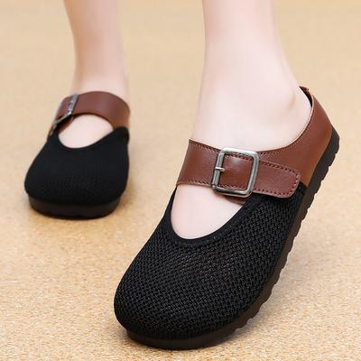 Тапочки женские для улицы летние из сетки с мушками полушлепки на одной педали женская обувь модная обувь женская универсальная