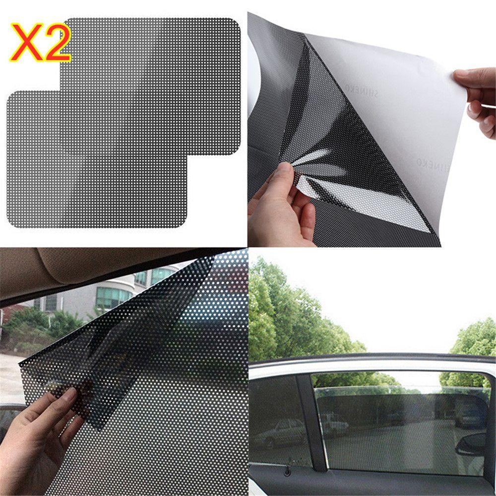 2PCS Summer Side Window Sunscreen UV Protection Windshield Net Sun Shade Sticker Mesh Film