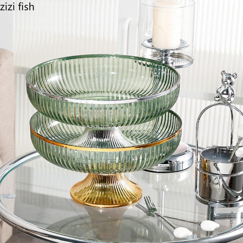 Круглая акриловая тарелка для фруктов Поднос для конфет Поднос для закусок Чаша для сухофруктов Высокая тарелка для торта Десертные тарелки Поднос для закусок Салатница