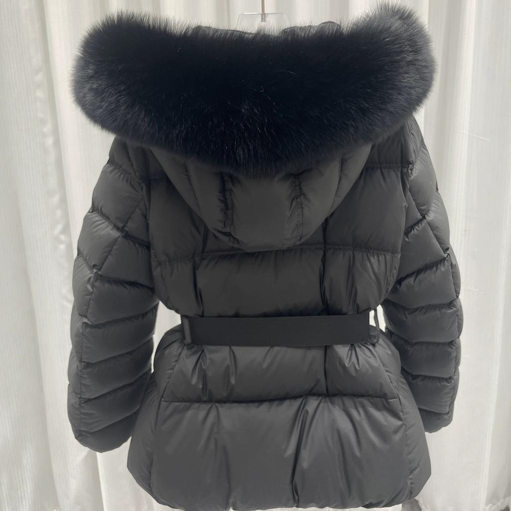 Winter short waist padded jacket women's big fur collar hooded padded jacket slim and thin women's jacket one piece