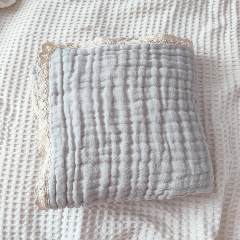 Безопасное и удобное одеяло для новорожденных, хлопковое марлевое одеяло с нежной кружевной отделкой, одеяло-пеленка для младенцев