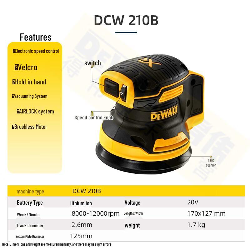 DEWALT Random Orbital Sander CN plug (adapter included)