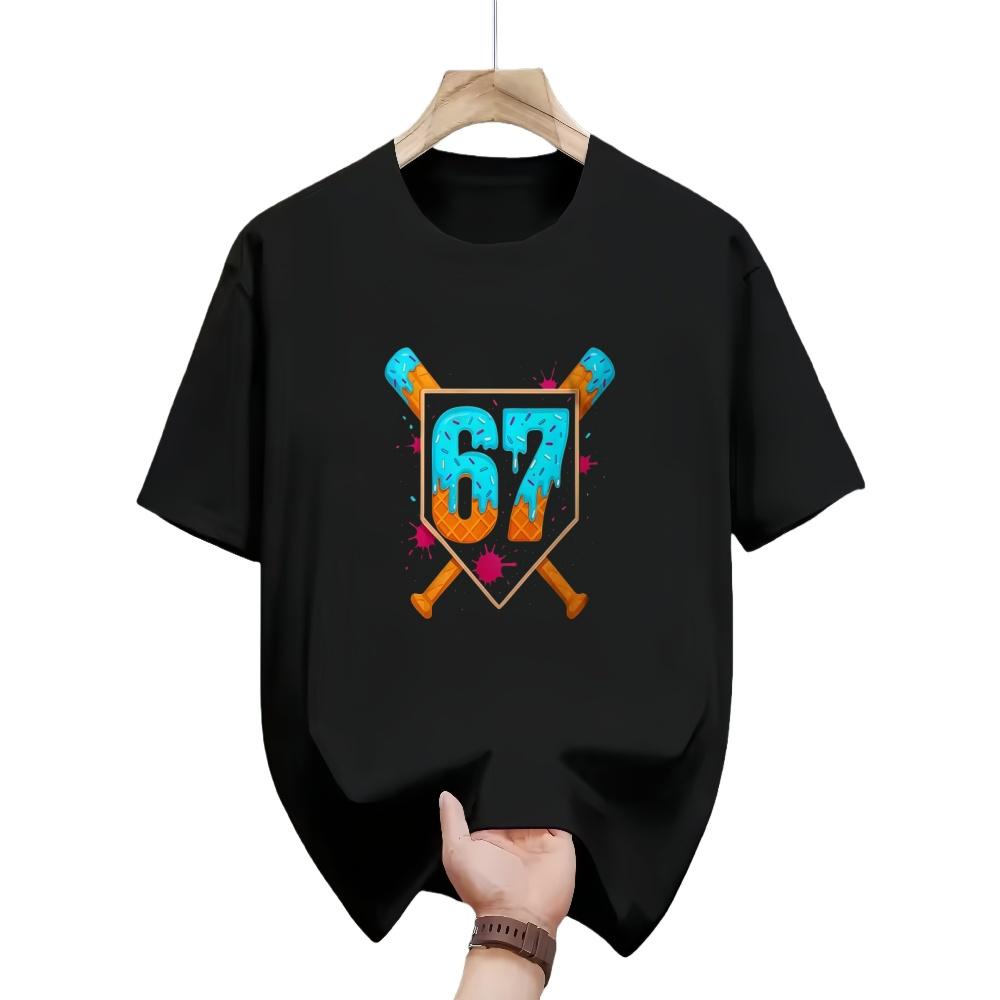Baseball ice cream drop No 67 Tshirt hot Tshirt mens and womens fashionable roundneck Tshirt for summer wear
