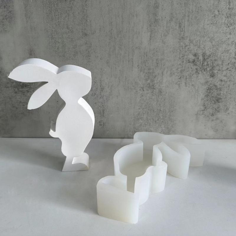 3D Кролик Свеча Силиконовые Формы DIY Форма для Торта Шоколада Инструмент для Изготовления Ароматерапевтических Свечей Пасхальное Украшение Гипсовая Форма