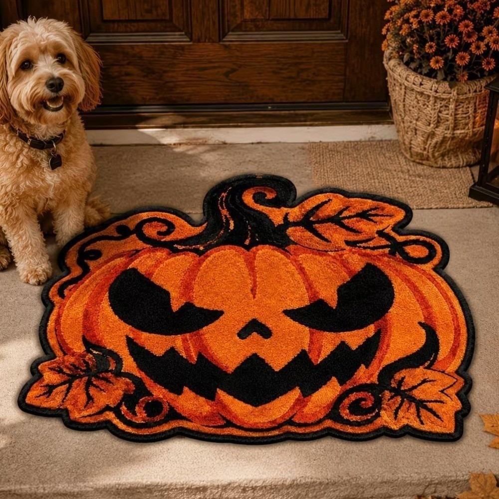Skin-Friendly Pumpkin Door Mat Soft Dirt Trapping Mat Easy To Maintain Entrance Door Mat Indoor