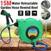 16KPA Green 16KPA Wall Mounted Automatic Reel Retractable Garden Hose Pipe Reel Water Outdoor Spray Water Garage Tool Car 8x12x15M