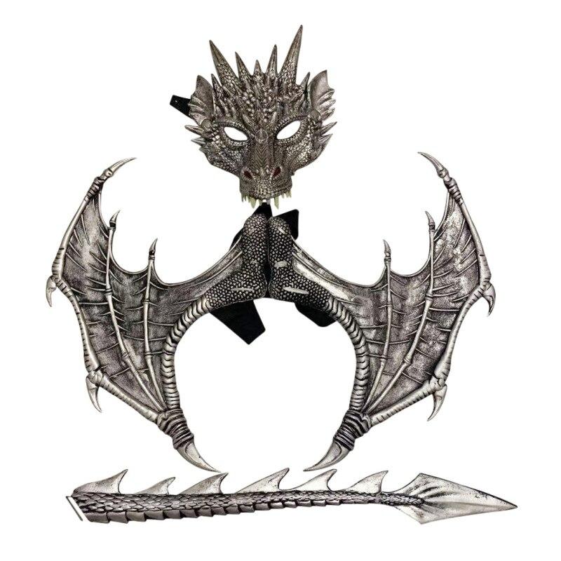 Three-Piece Dragon Cosplay Props Wing And Tail Children's Halloween Costume Party Decorations Set