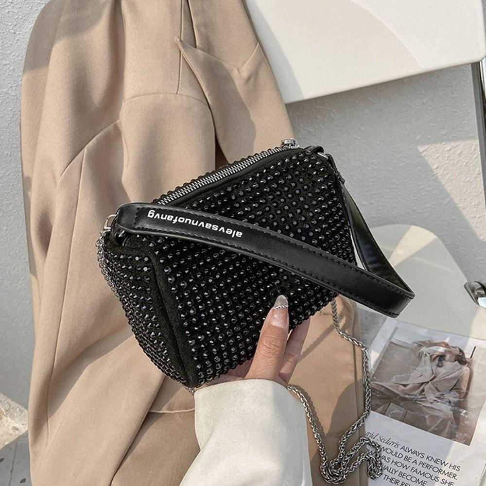Блестящая Стразовая Сумка Большая Вместимость Сумка Через Плечо Ретро Маленькая Квадратная Сумка Женская