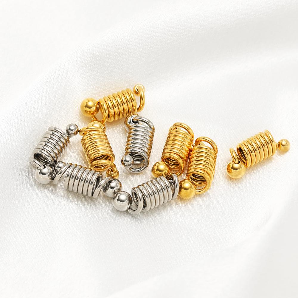 5pcs Gold Stainless Steel Chic Coil Thread Spring Charms Connectors for DIY Necklace Jewelry Making Bracelets Supplies Bulk