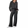 2023 Spring/Autumn Casual Sports Zipper Hoodie & Wide-Leg Pants Set
