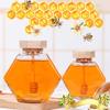 Hexagonal Glass Honey Bottle With Wooden Honey Pot Stirring Rod Sealing Clear Jam Jar Kitchen Home Storage 100Ml/220Ml/380Ml