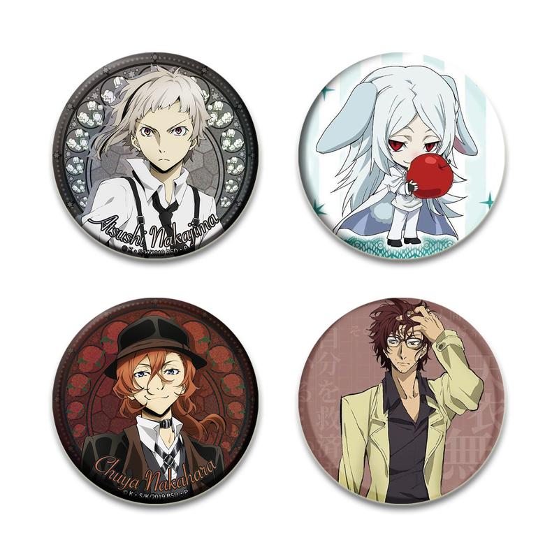 32/44/58mm Anime Bungou Stray Dogs Brooch Cartoon Metal Badge for Backpack Clothes Jewelry Accessories Dazai Osamu Nakajima Atsushi Pin
