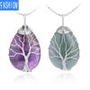 Gold Silver Winding Water Drop Natural Crystal Semi Precious Stone Pendant Necklace For Women